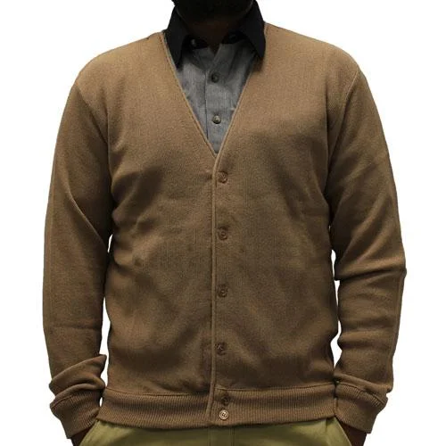 Men's Links Cardigan Sweater- Camel