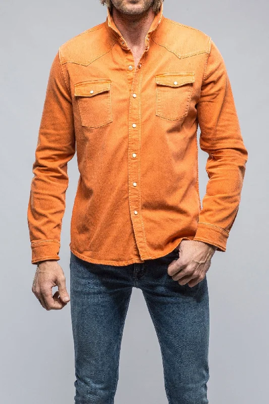 Ranger Colored Denim Snap Shirt In Arrancione