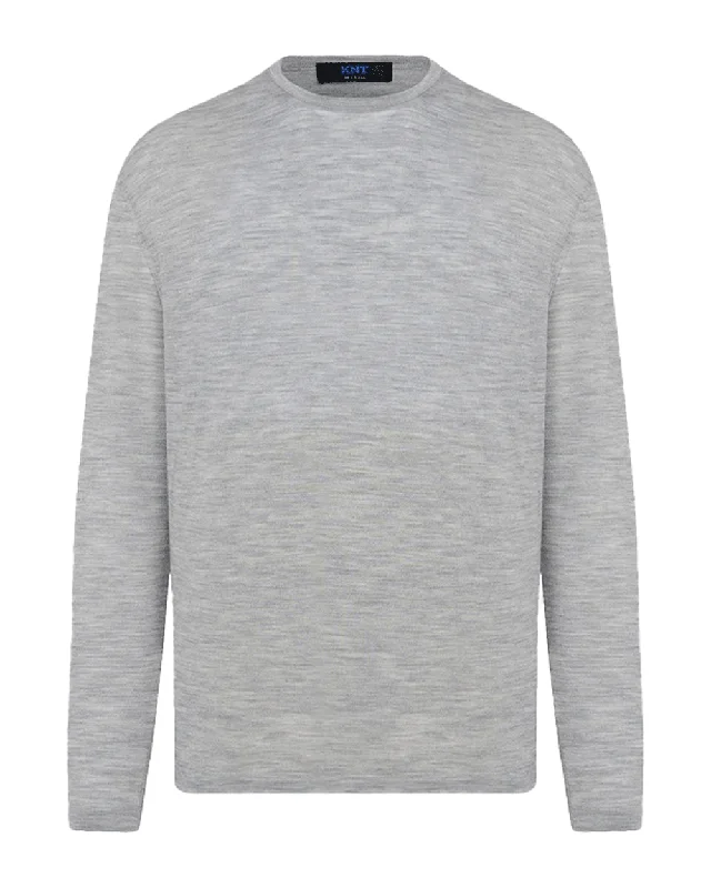 Pearl Grey Crewneck Knit Sweater