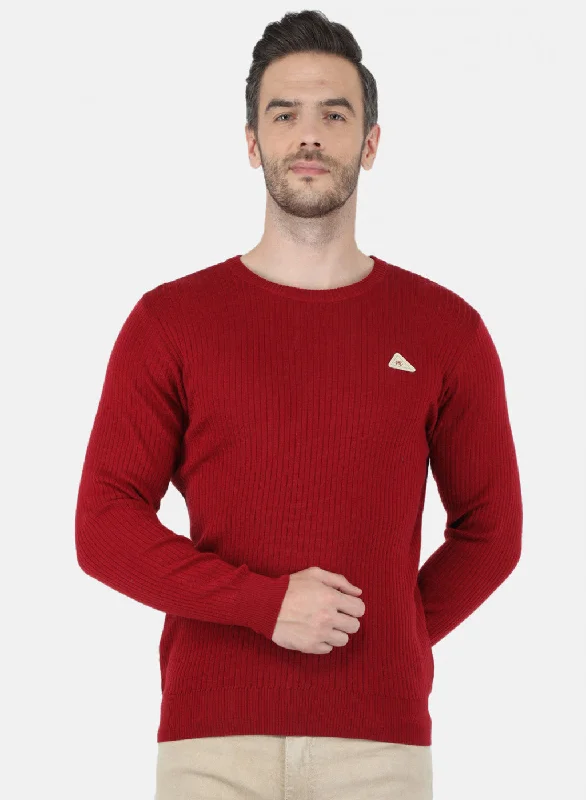 Men Maroon Solid Pullover