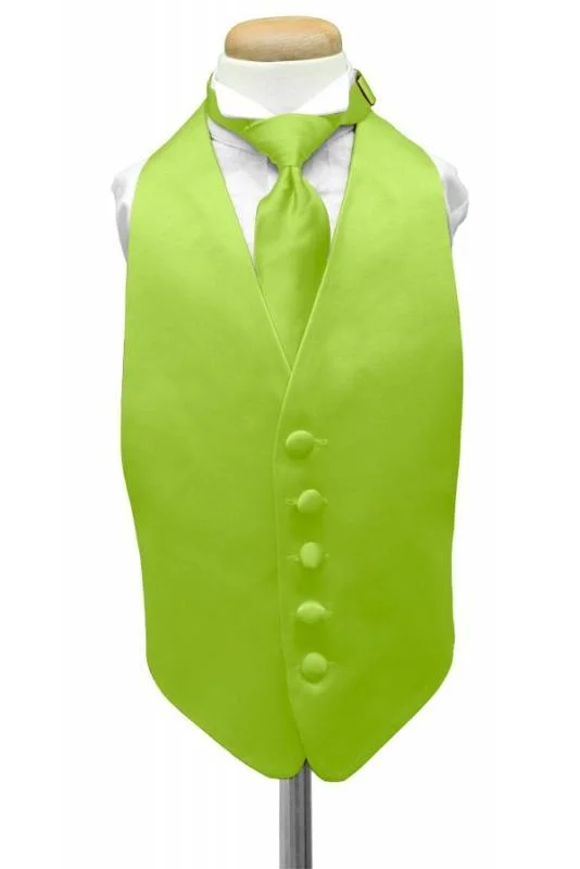 Lime Luxury Satin Kids Tuxedo Vest