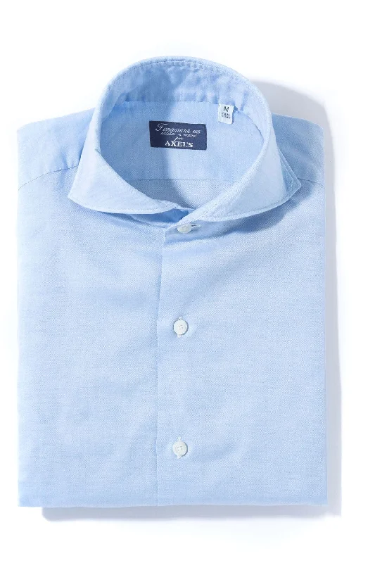 Andorra Carlo Riva Cotton Linen Shirt In Sky Blue