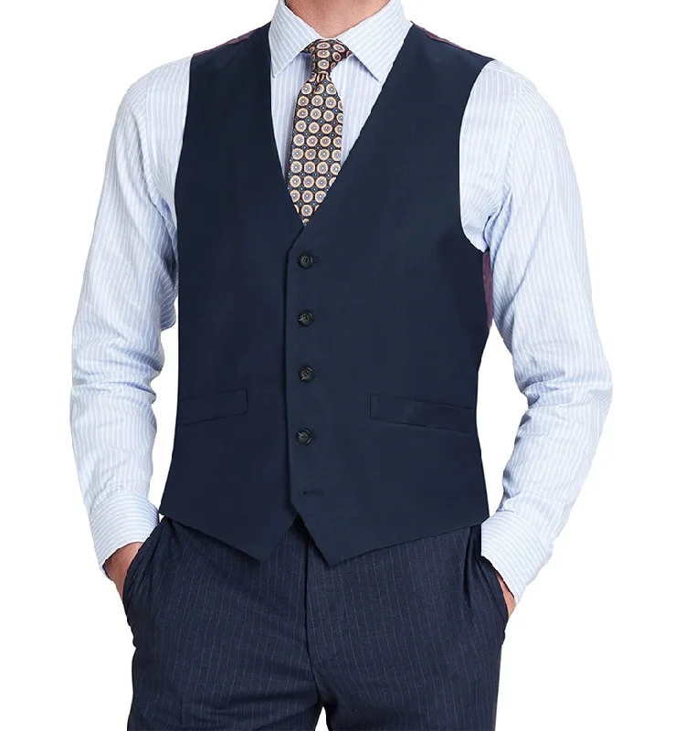 Bevagna Collection - Wool Suit Dress Vest 5 Buttons Regular Fit In Blue