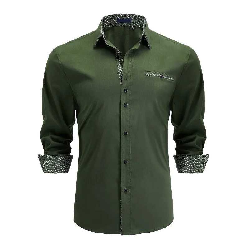 Casual Formal Shirt with Pocket - GREEN