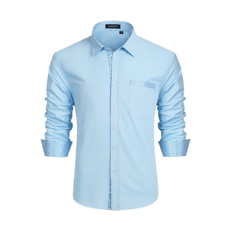 Casual Formal Shirt with Pocket - LIGHT BLUE