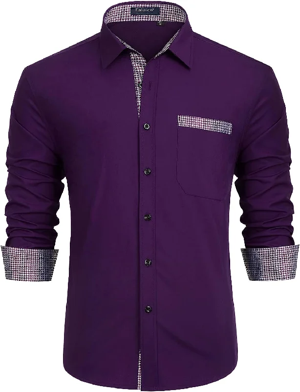 Casual Formal Shirt with Pocket - PURPLE