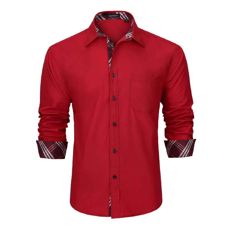 Casual Formal Shirt with Pocket - RED