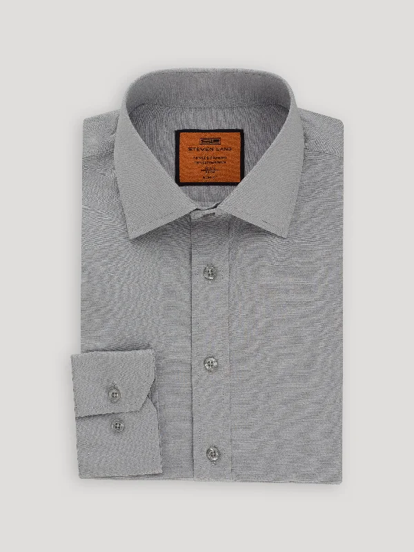 Poplin Dress Shirt | Slim Fit | Barrel Cuff | 100% Cotton | Silver