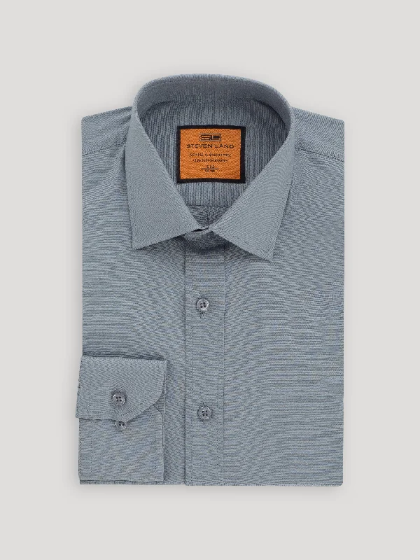 Poplin Dress Shirt | Slim Fit | Barrel Cuff | 100% Cotton | Steel