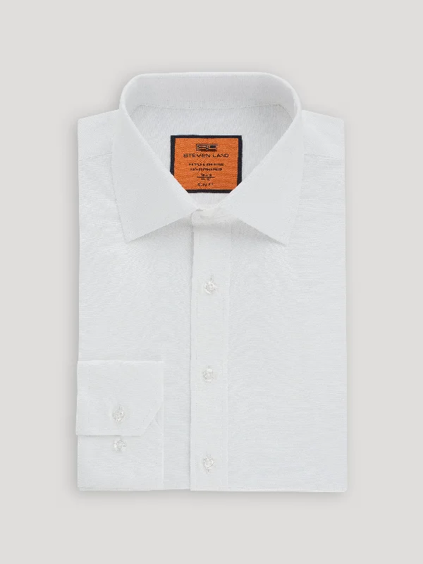 Poplin Dress Shirt | Slim Fit | Barrel Cuff | 100% Cotton | White