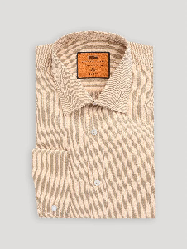 The Theo Dress Shirt | Angled French Cuff & Classic Collar | Brown