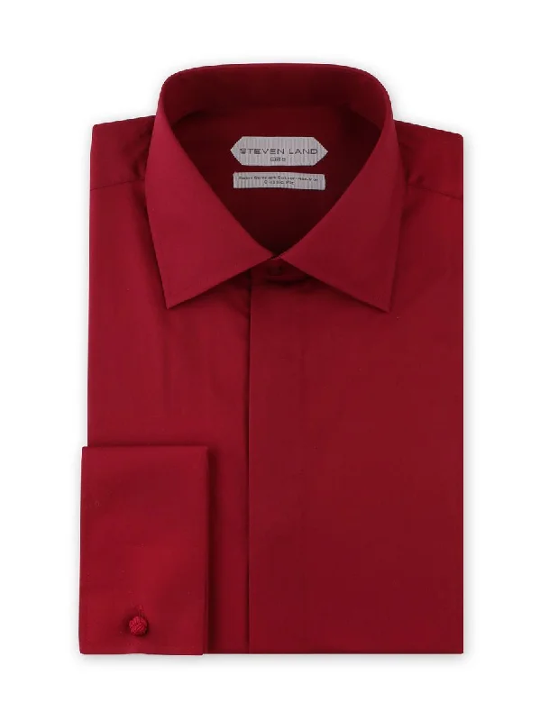 Dress Shirt Elite Collection | Easy Care | Button Cuff Non-Iron Shirt for Men | Burgundy