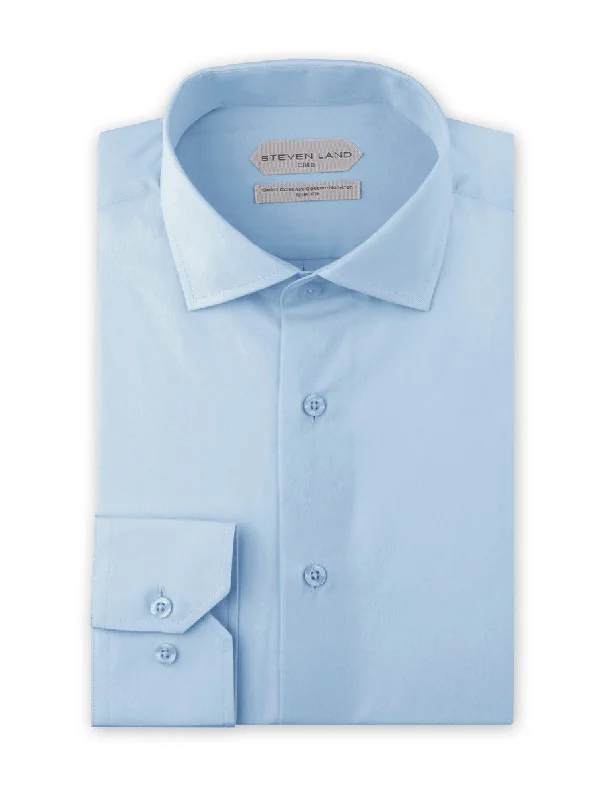 Dress Shirt Elite Collection | Easy Care | Slim Fit Button Cuff Non-Iron Shirt for Men | Blue