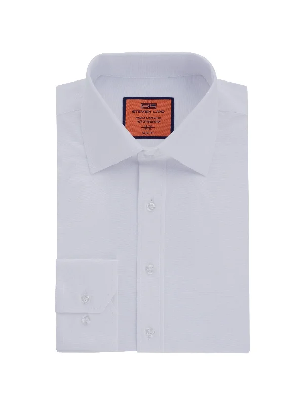 Poplin Dress Shirt | Slim Fit | Barrel Cuff | 100% Cotton | Optical White