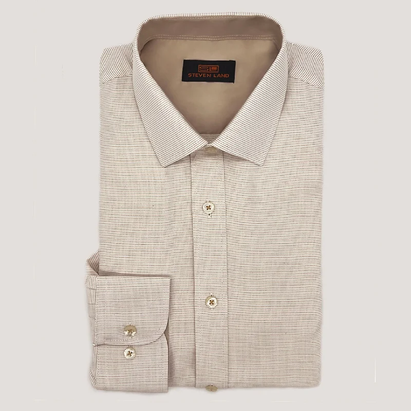 The Kenneth Shirt | Classic Collar | Barrel Cuff | Sand Micro Tic Pattern | Slim Fit