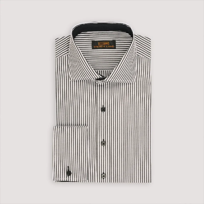 The Callum Dress Shirt | Spread Collar | French Cuff | 100% Cotton | Black