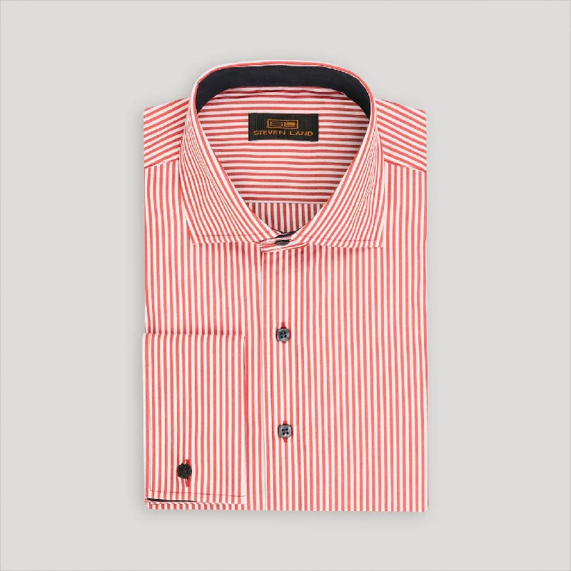 The Callum Dress Shirt | Spread Collar | French Cuff | 100% Cotton | Red