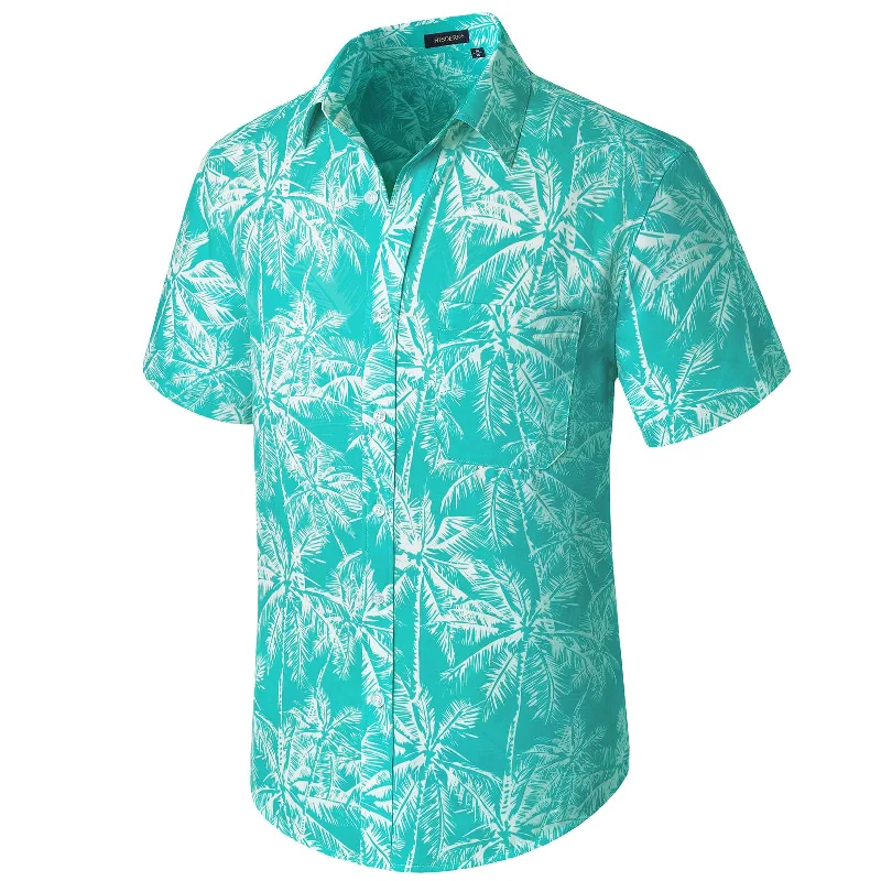 Hawaiian Tropical Shirts with Pocket - A-AQUA