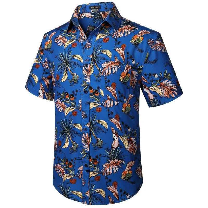 Hawaiian Tropical Shirts with Pocket - B-02 BLUE