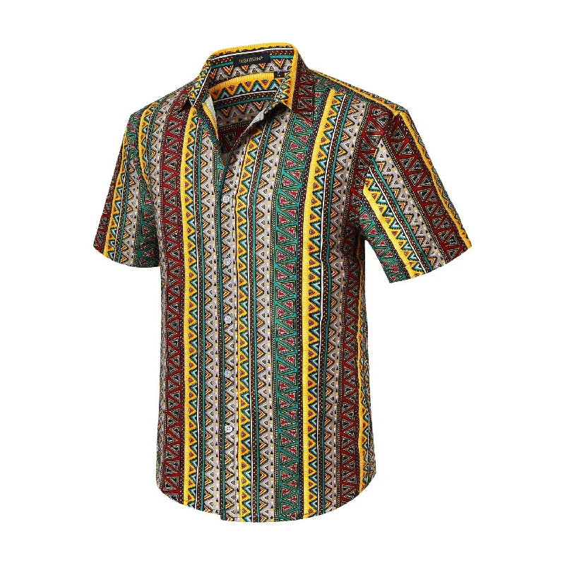 Hawaiian Tropical Shirts with Pocket - GREEN/YELLOW