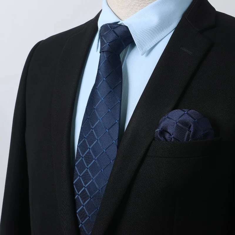 Men's Shirt with Tie Handkerchief Set - LIGHT BLUE 1