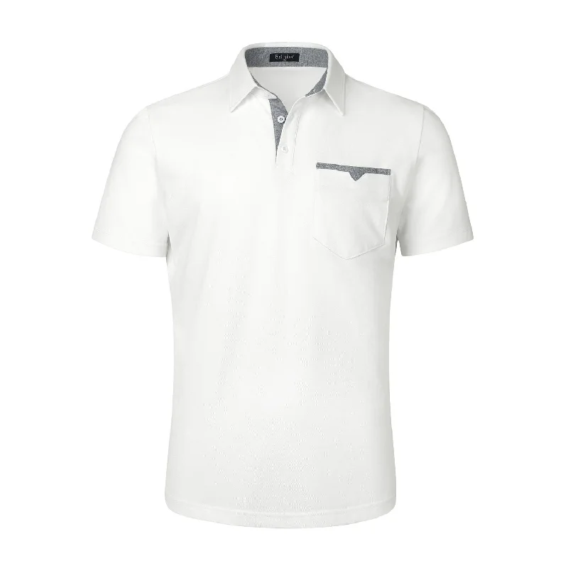 Men's Polo Shirt with Pocket - WHITE/GREY