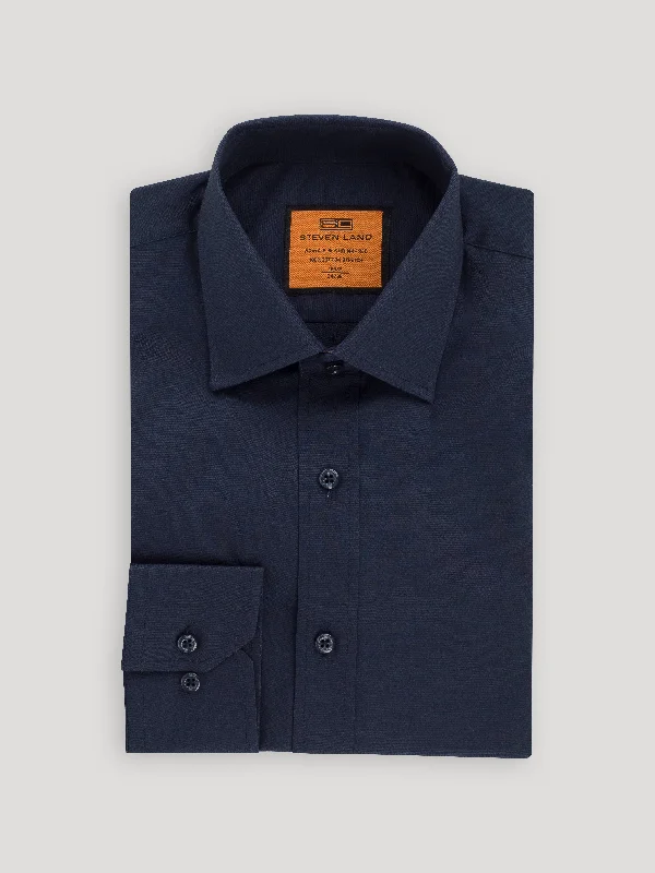 Poplin Dress Shirt | Slim Fit | Barrel Cuff | 100% Cotton | Navy