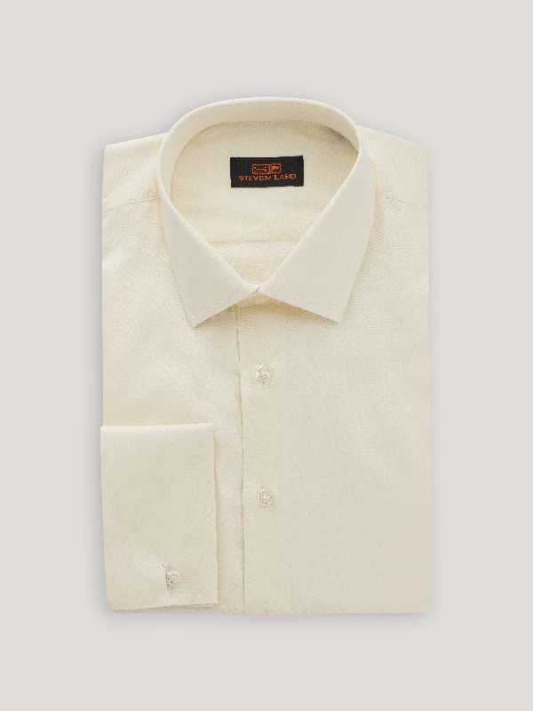 The Next Generation Satin Dress Shirt | 100% Cotton | Modern Point Collar | Cream