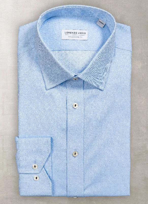 Alexander "Wave Jacquard Weave" Shirt in Washed Blue