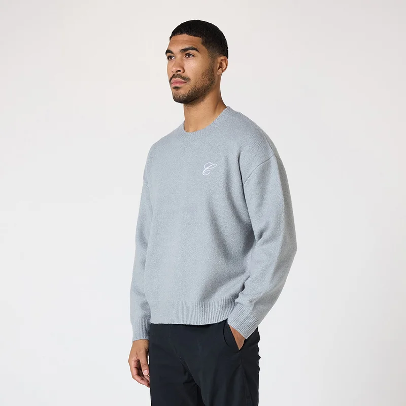 Knit Inital Crewneck | Light Grey