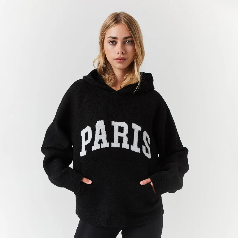 Paris Knit Hoodie | Black