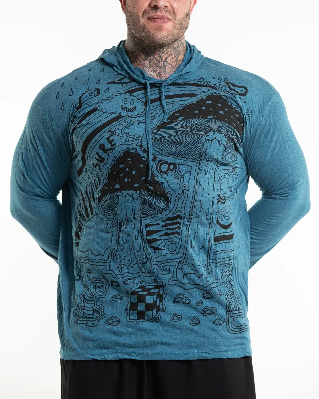 Plus Size Unisex Magic Mushroom Hoodie in Denim Blue