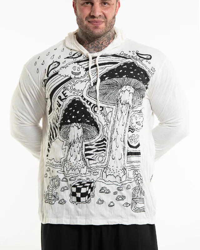 Plus Size Unisex Magic Mushroom Hoodie in White