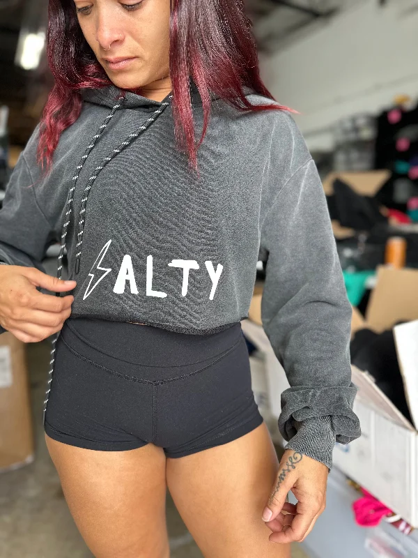 Salty Savage Ladies "90’s Beach" Mineral Washed Cropped Hoodie