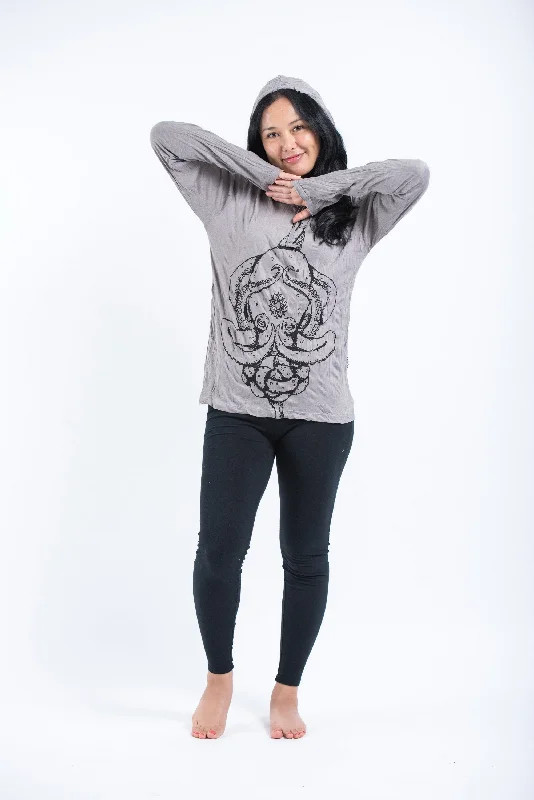 Unisex Octopus Mandala Hoodie in Gray