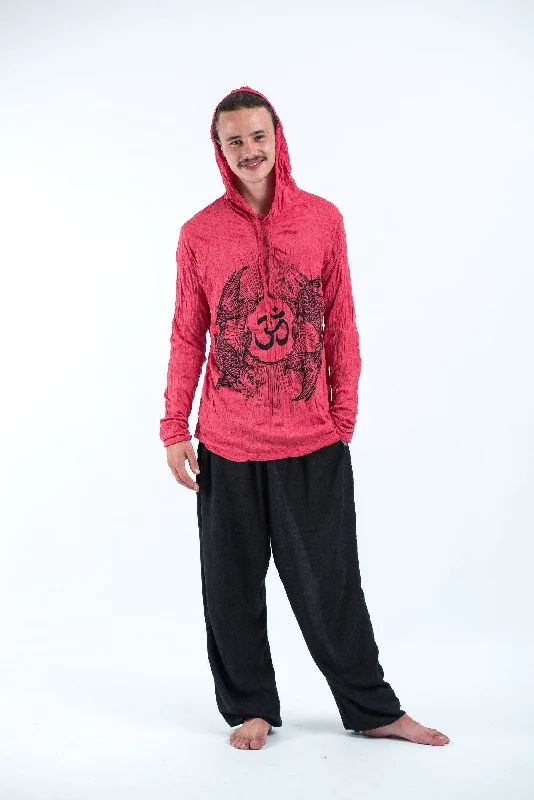 Unisex Om and Koi Fish Hoodie in Red