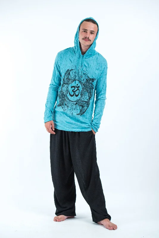 Unisex Om and Koi Fish Hoodie in Turquoise