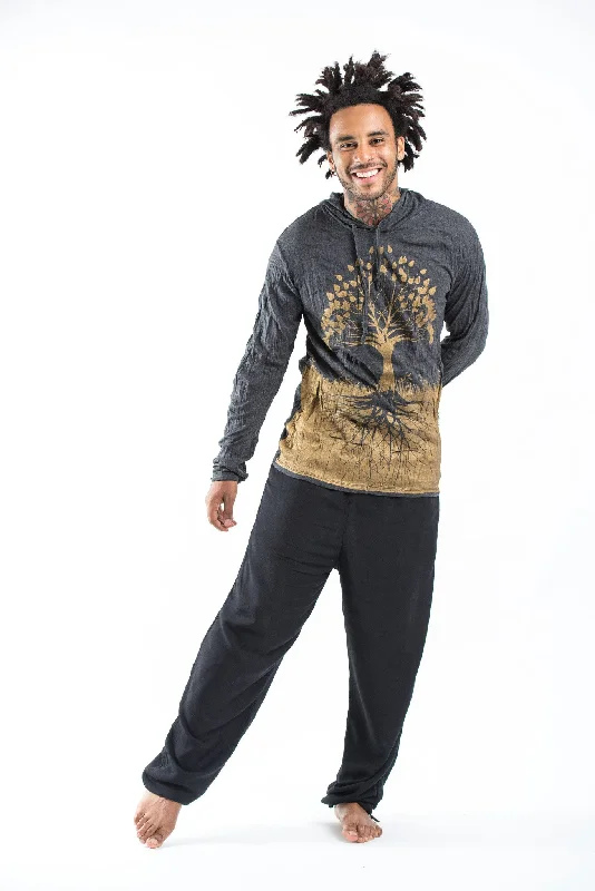 Unisex Tree of Life Hoodie in Gold on Black