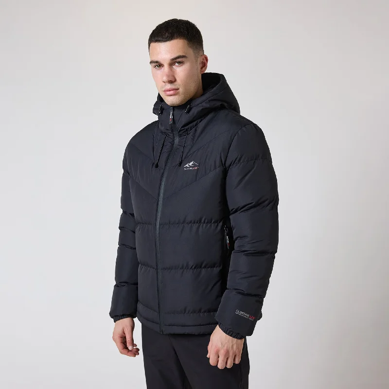 Tech Logo Racer Puffer Jacket | Black