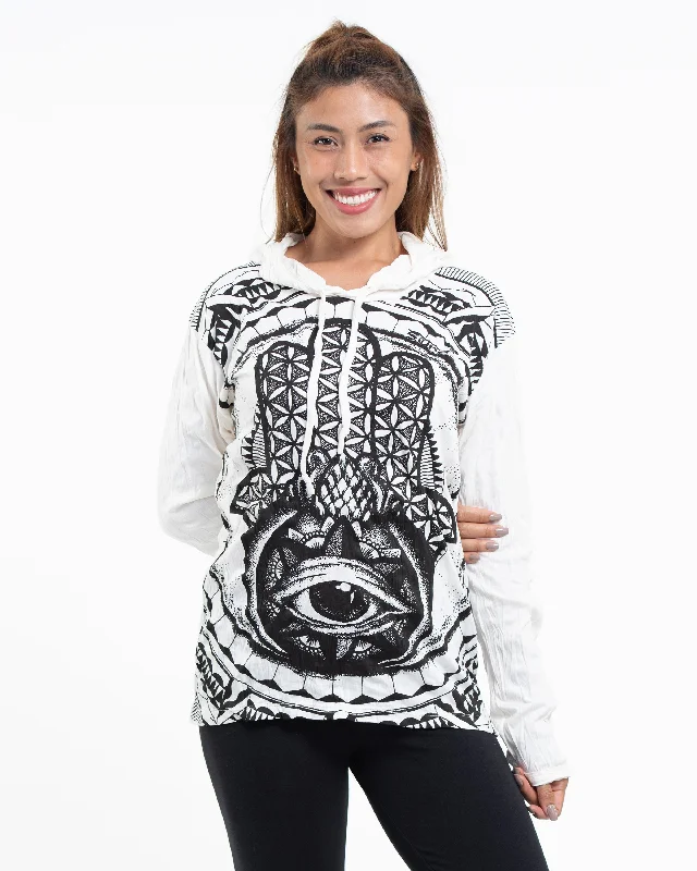 Unisex Hamsa Eye Hoodie in White