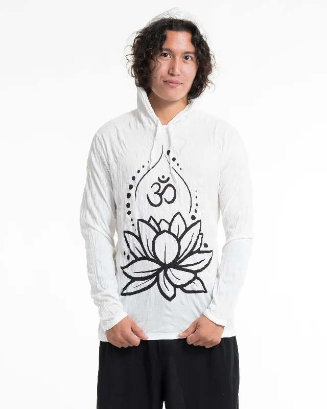 Unisex Lotus Om Hoodie in White