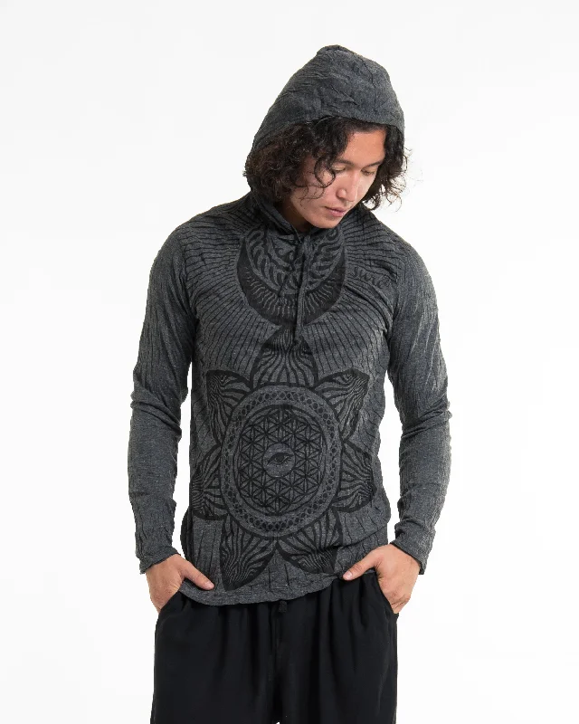 Unisex Sacred Geometry Mandala Hoodie in Black