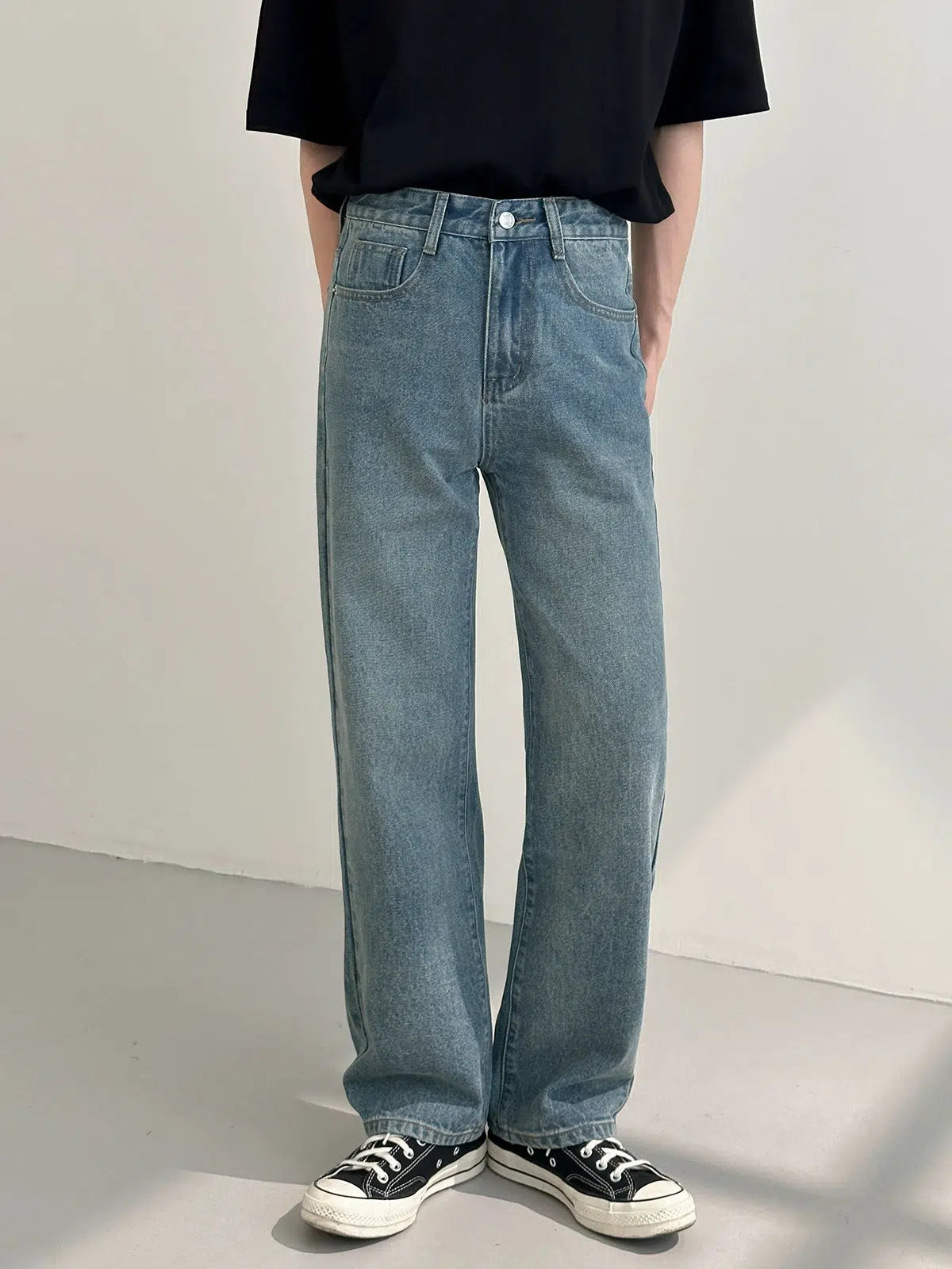 Blue Casual Straight Jeans