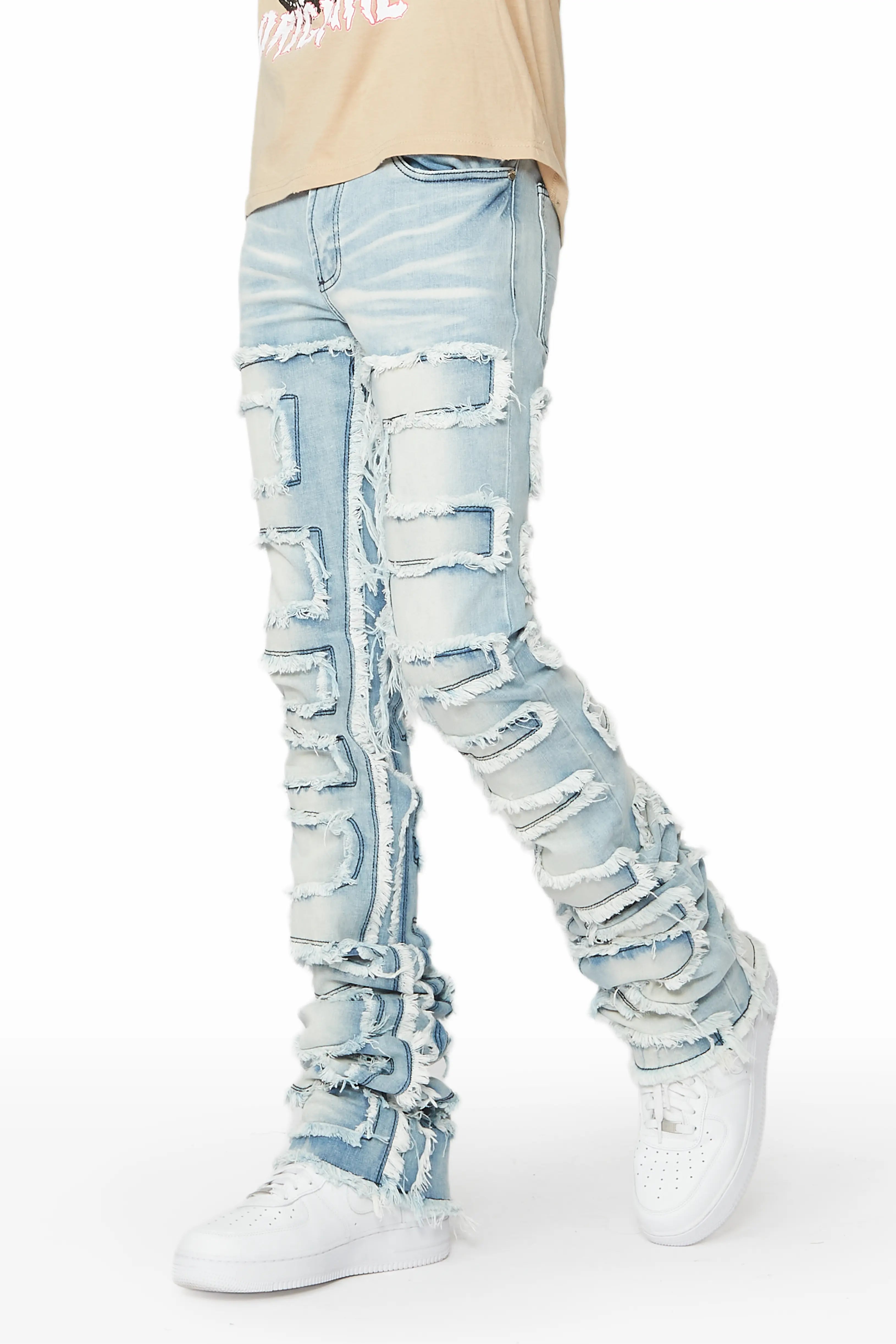 Hallie Blue Wash Super Stacked Flare Jean