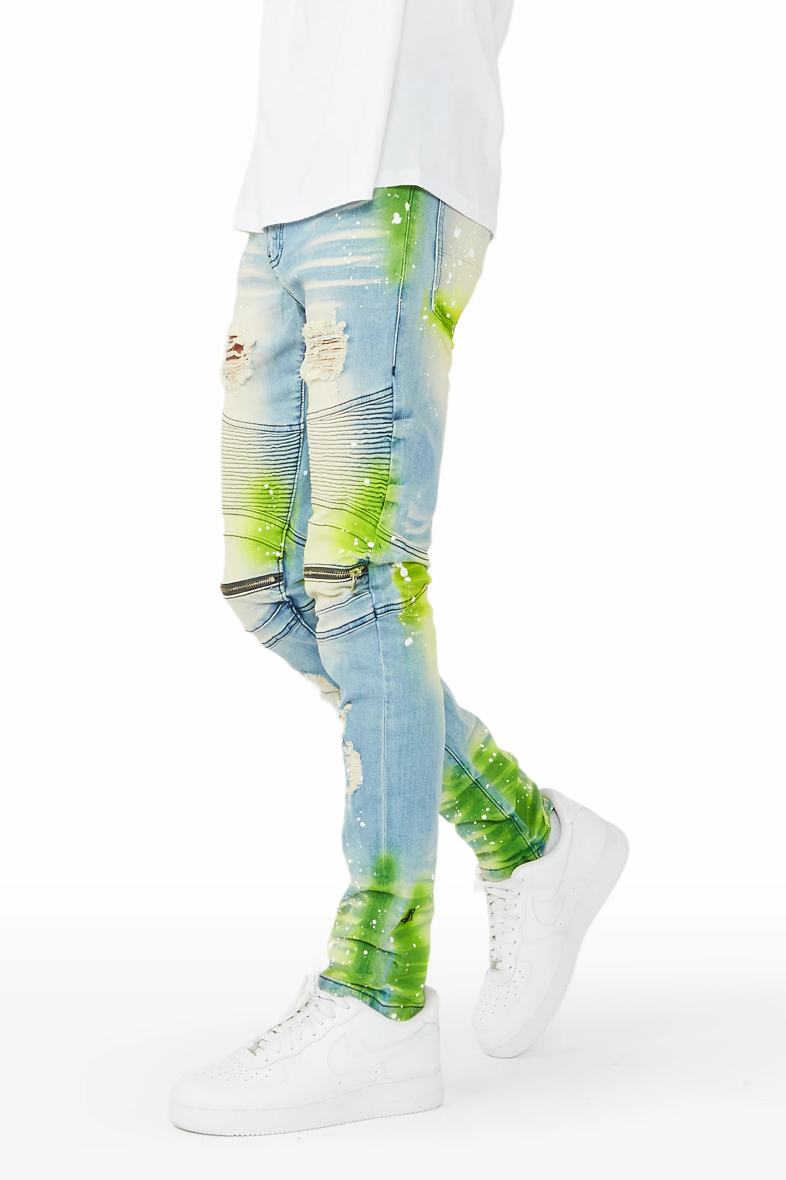 Wilder Blue/Green Painter Biker Jean