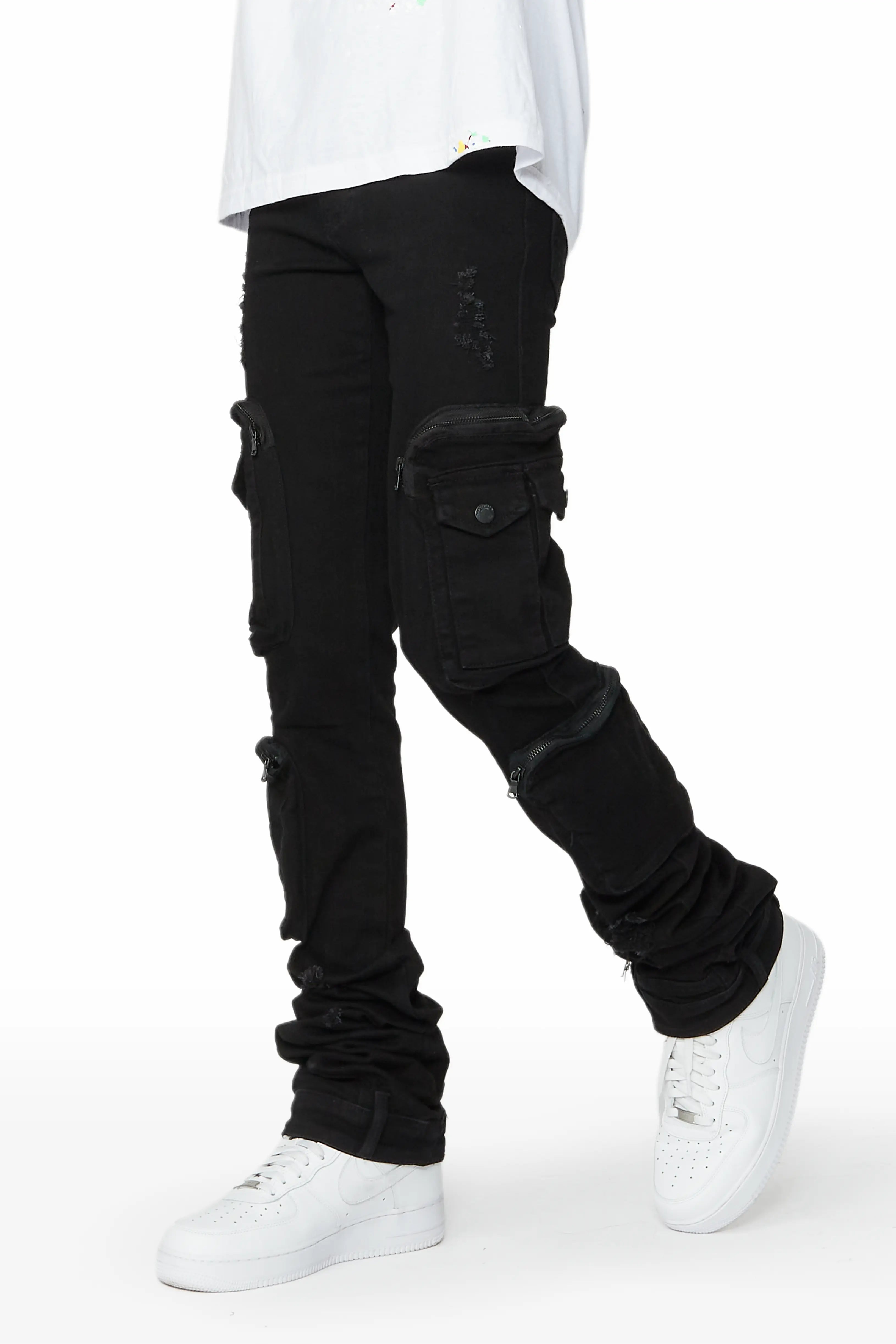 Sutton Black Super Stacked Flare Jean