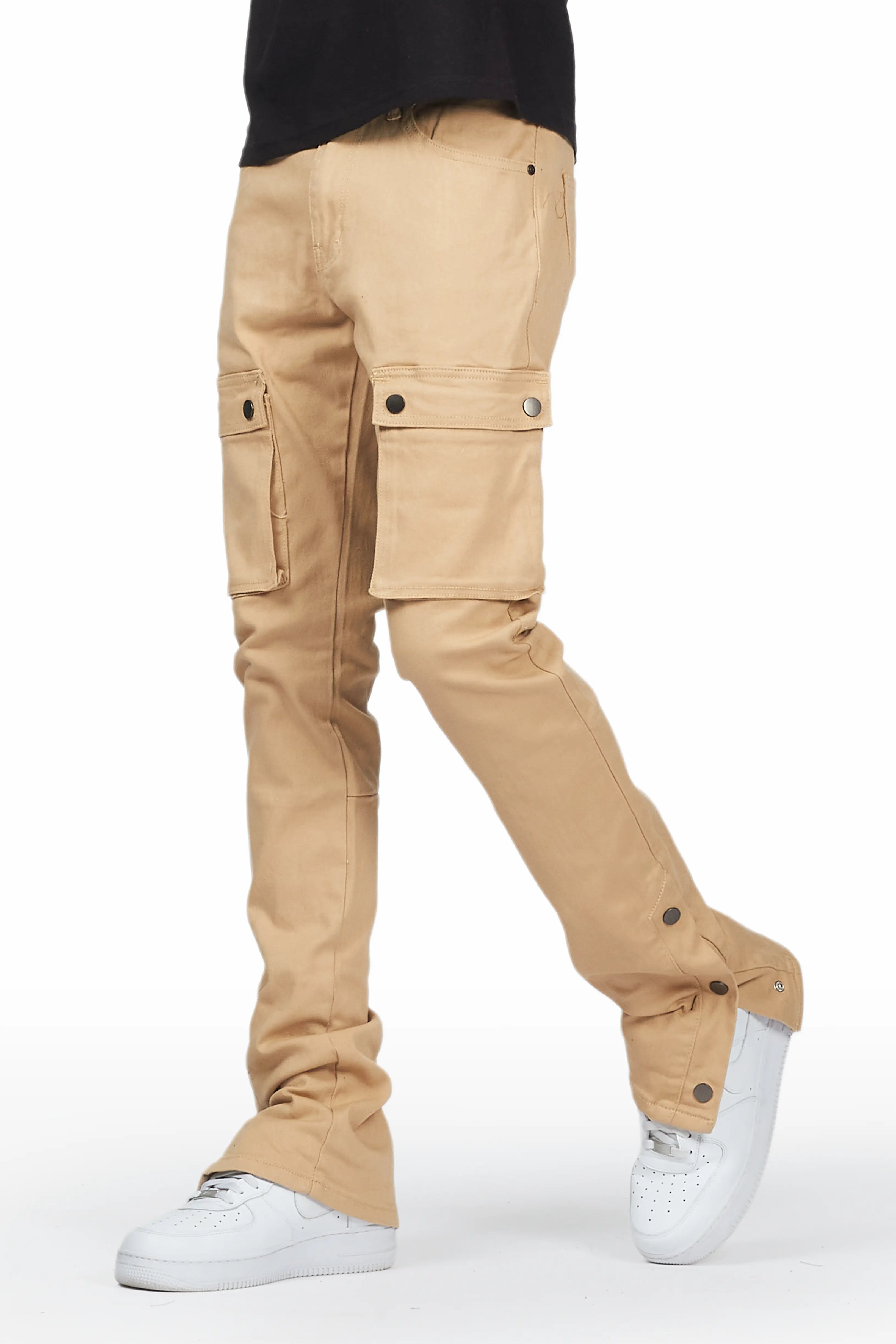 Waage Khaki Cargo Stacked Flare Jean