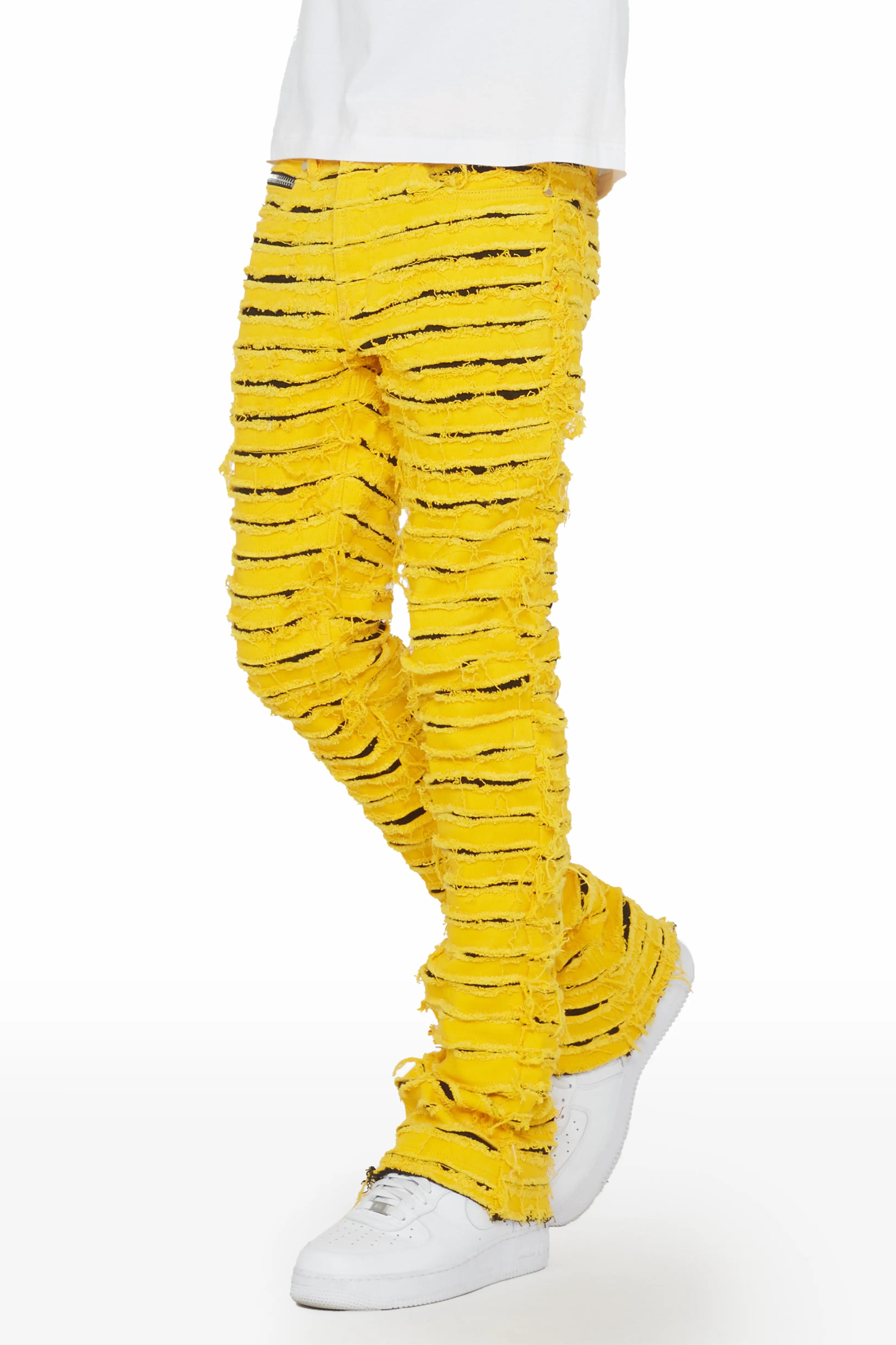 Korren Yellow/Black Stacked Flare Jean