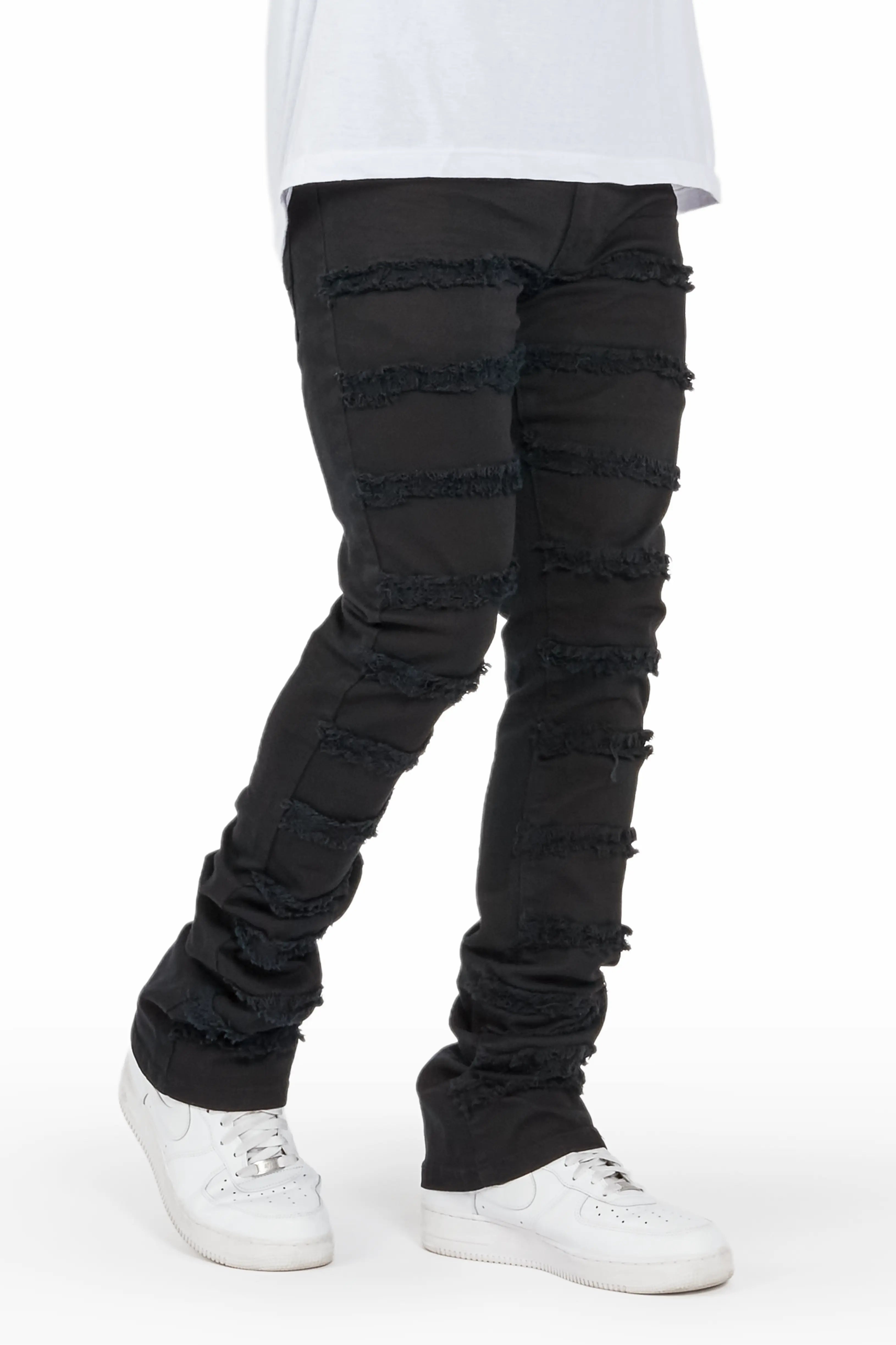 Niklaus Jet Black Stacked FLare Jean