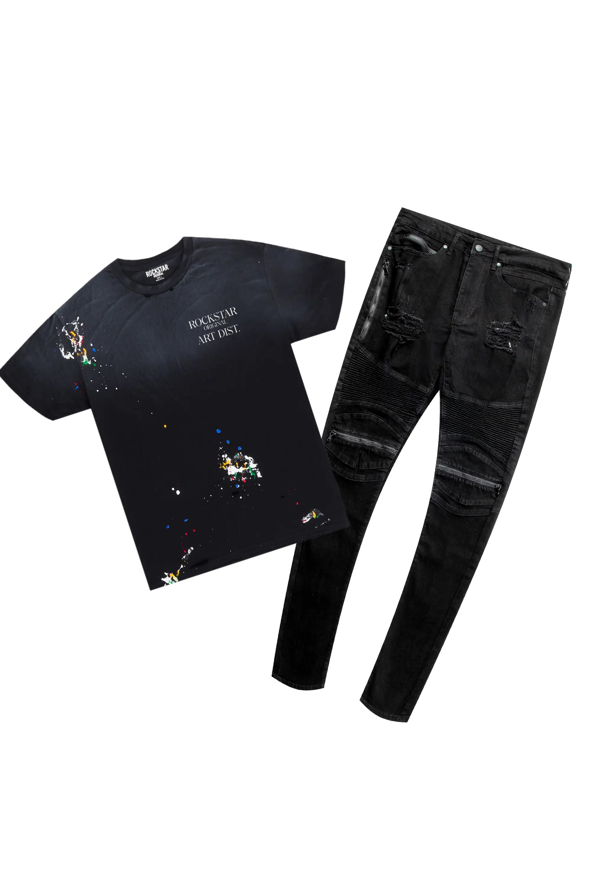 Palmer Black T-Shirt & BK Biker Jean Bundle